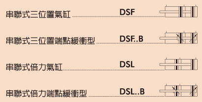 DSL多位置不銹鋼氣缸