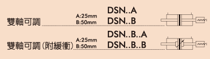 DSN可變行程不銹鋼氣缸